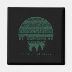 Nationalparks Liste USA Wort Kunst Wolken Bäume Ca Magnet