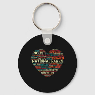 Nationalparks Liste Wortwolke Herz Camping Männer Schlüsselanhänger