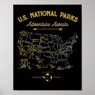 Nationalparks-T-Shirt-Karte-Camping-Frauen-Männer- Poster