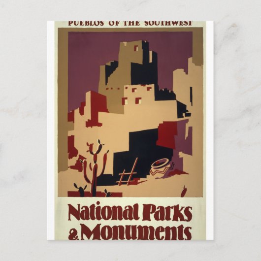 Nationalparks und Denkmäler Vintage Reiseplakat Postkarte (Vorderseite)