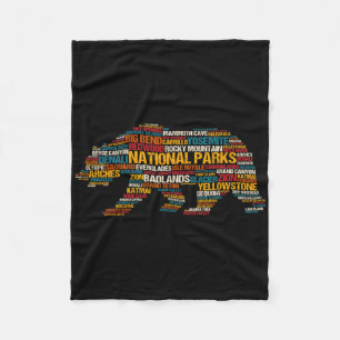 Nationalparks USA Liste Wortwolke Bär Camping An Fleecedecke