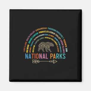 Nationalparks USA Liste Wortwolke Bär Camping An Magnet