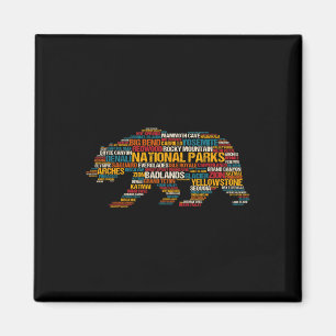 Nationalparks USA Liste Wortwolke Bär Camping An Magnet