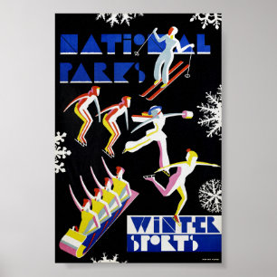 Nationalparks-Wintersport Vintage-Plakat 1936 Poster