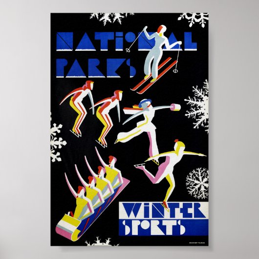 Nationalparks Wintersport Vintage Poster 1936 (Vorne)