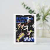 Nationalparks Wintersport Vintage Poster 1936 Postkarte (Stehend Vorderseite)