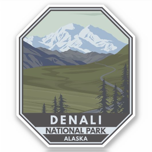 Nationalparkstraße Denali Aufkleber (Vorderseite)