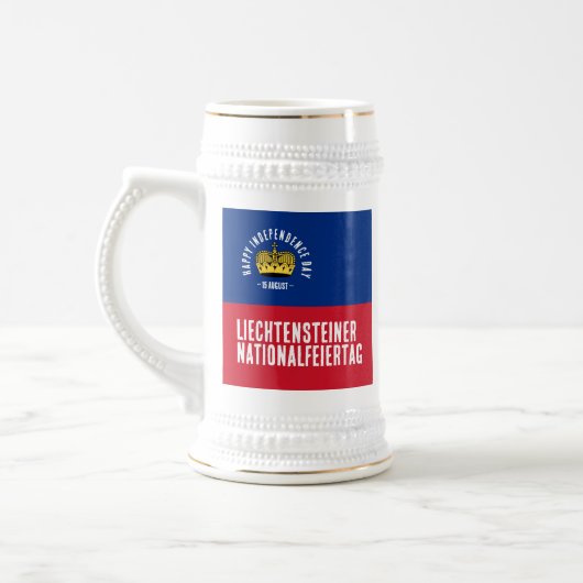 Nationaltagsflagge Liechtenstein Bierglas (Links)