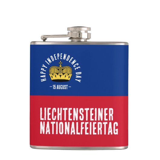Nationaltagsflagge Liechtenstein Flachmann (Vorderseite)