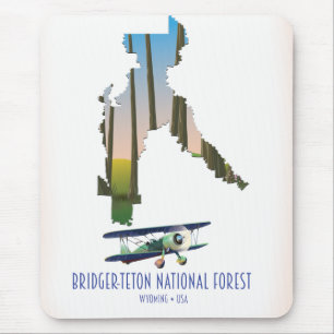 Nationalwald mit Bridger-Teton, wyomomoming-Karte Mousepad