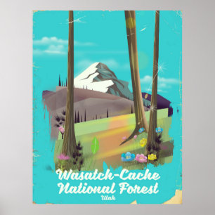 Nationalwald-Utah-Urlaubsplakat Wasatch-Cache Poster