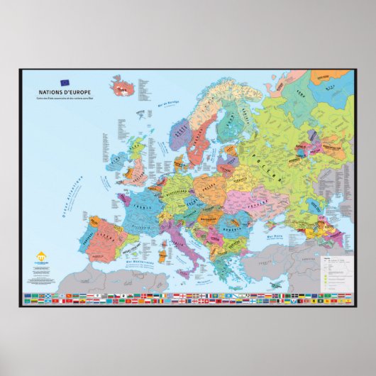 Nationen d'Europe Carte des Nations (en français) Poster (Vorne)