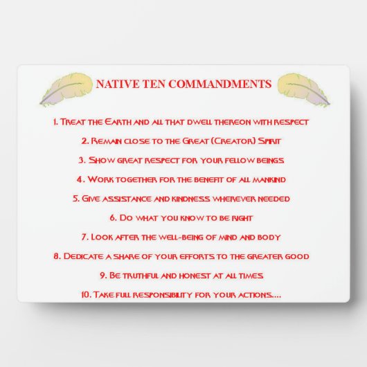 Native 10 Commandments Tabletop Plaque mit Easel Fotoplatte (Vorderseite)