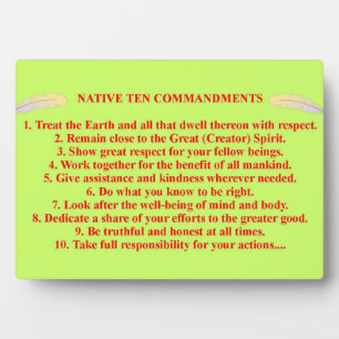 Native 10 Commandments Tabletop Plaque mit Easel Fotoplatte