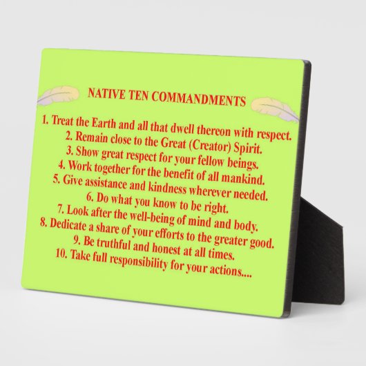Native 10 Commandments Tabletop Plaque mit Easel Fotoplatte (Seite)
