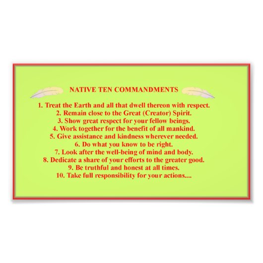 Native 10 Gebote Foto Paper Poster (Vorne)