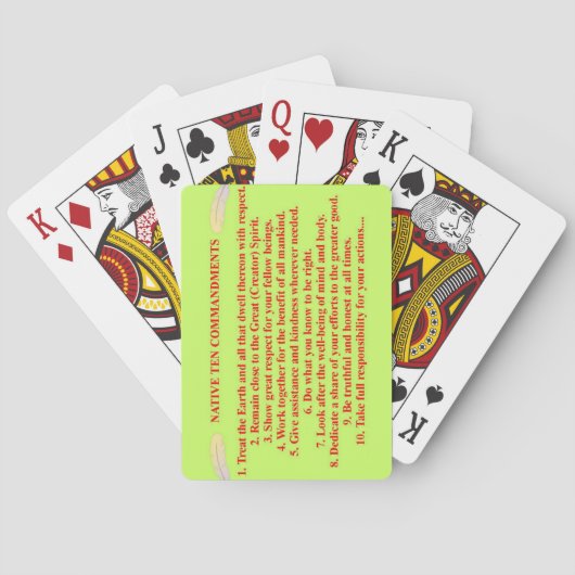 Native 10 Gebote Klassische Spielkarten (Rückseite)