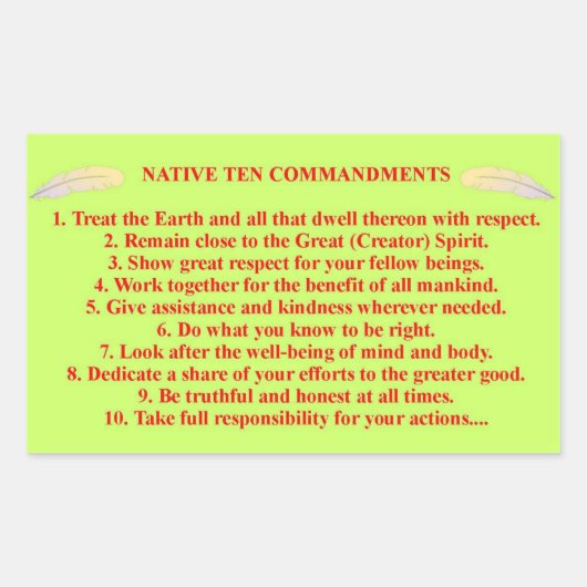 Native 10 Gebote Sticker (Vorderseite)