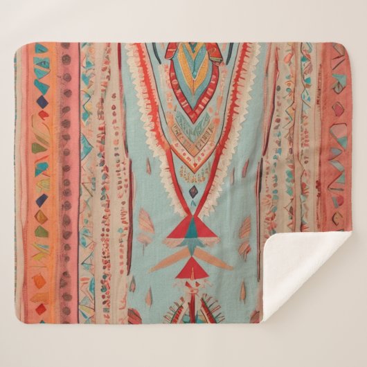 Native America Pattern Sherpadecke (Vorderseite (Horizontal))