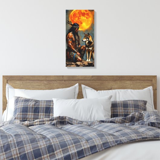 Native American and Wolf Leinwanddruck (Insitu (Schlafzimmer))