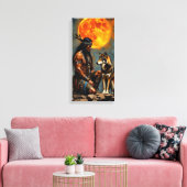 Native American and Wolf Leinwanddruck (Insitu (Wohnzimmer))
