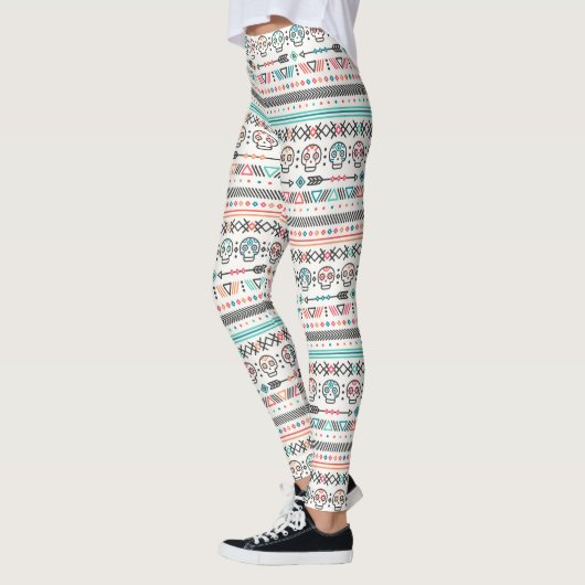 Native American Aztec und Skulls Pattern Leggings (Links)