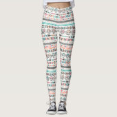 Native American Aztec und Skulls Pattern Leggings (Vorderseite)