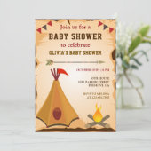 Native American Boho Tribal Teepee Babydusche Einladung (Stehend Vorderseite)