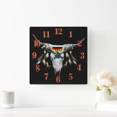 Native American Cattle Head Wall Clock Quadratische Wanduhr (Zuhause)