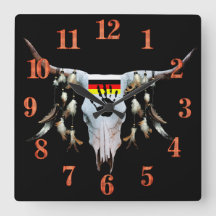 Native American Cattle Head Wall Clock