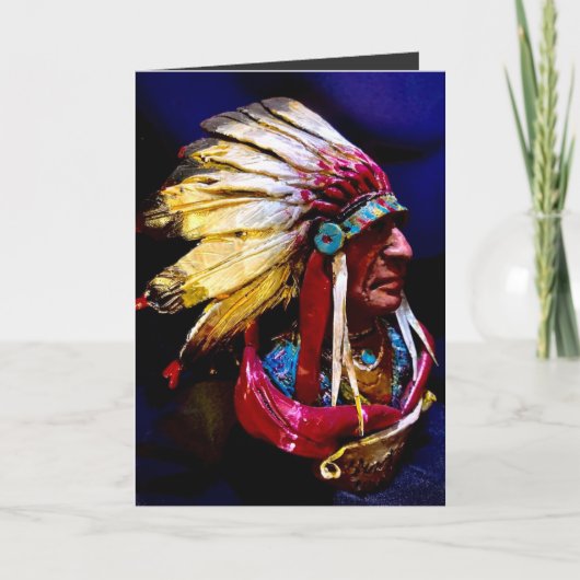 Native american Chief Folded Greeting Card Karte (Vorderseite)
