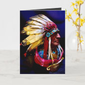 Native american Chief Folded Greeting Card Karte (Gelbe Blume)