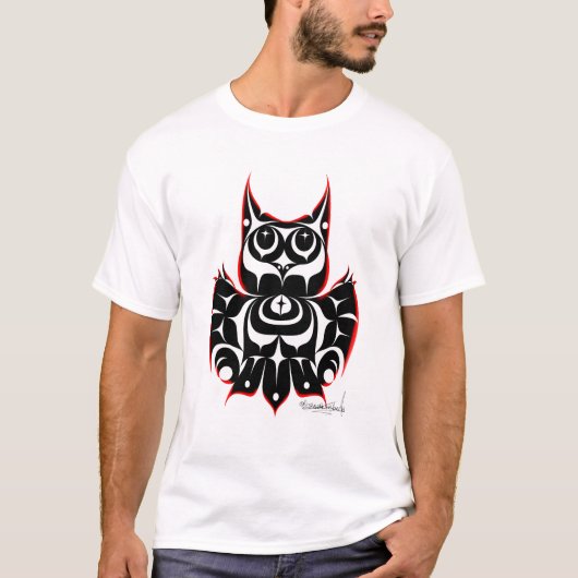 Native American Coast Salish Style Horned Owl T-Shirt (Vorderseite)