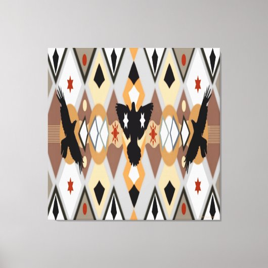 Native American Crow Stretched Canvas Print Leinwanddruck (Vorderseite)