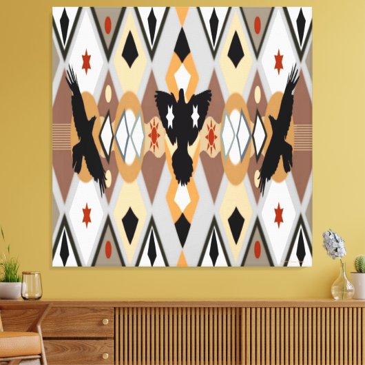 Native American Crow Stretched Canvas Print Leinwanddruck (Insitu (Wohnzimmer))