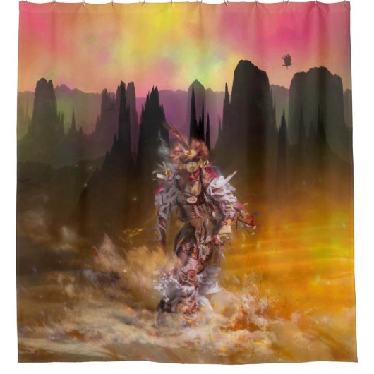Native American Dancer ROLLING THUNDER Duschvorhang (Vorderseite)