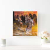 Native American Dancer ROLLING THUNDER Quadratische Wanduhr (Zuhause)