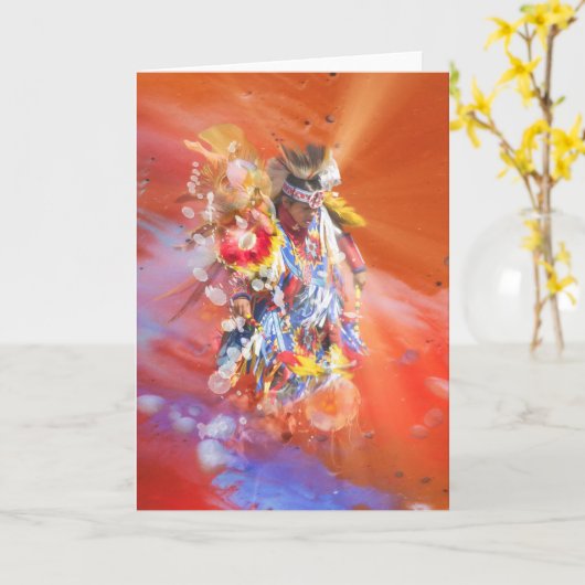 Native American DANCING WOLVES Karte (Gelbe Blume)