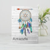 Native American Dreamcatcher Birthday Party Einladung (Stehend Vorderseite)