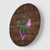 Native American Dreamcatcher Große Wanduhr (Winkel)