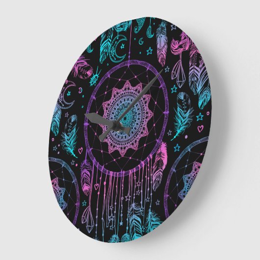 Native American Dreamcatcher Moon Pattern Große Wanduhr (Winkel)