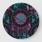 Native American Dreamcatcher Moon Pattern Große Wanduhr (Vorderseite)