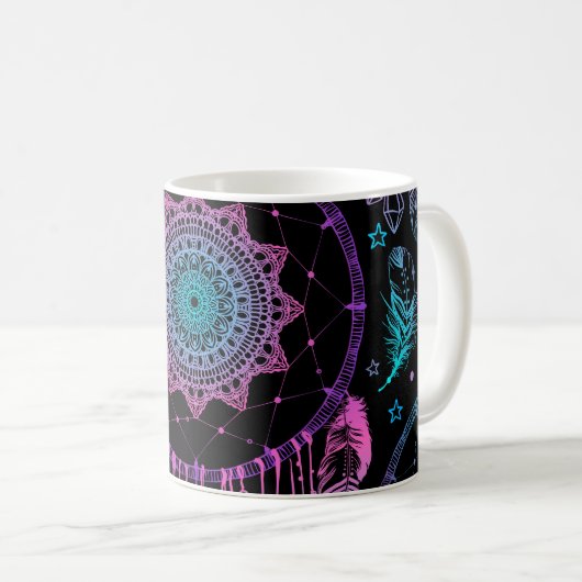 Native American Dreamcatcher Moon Pattern Kaffeetasse (VorderseiteRechts)