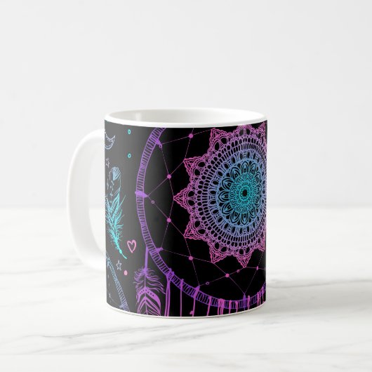 Native American Dreamcatcher Moon Pattern Kaffeetasse (Vorderseite Links)
