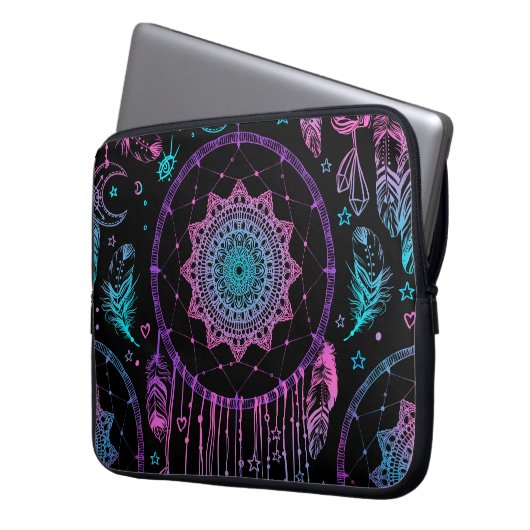 Native American Dreamcatcher Moon Pattern Laptopschutzhülle (Vorderseite Links)