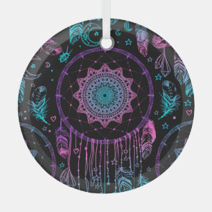 Native American Dreamcatcher Moon Pattern Ornament Aus Glas