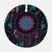 Native American Dreamcatcher Moon Pattern Ornament Aus Glas (Rückseite)