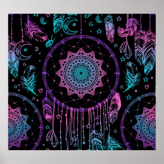 Native American Dreamcatcher Moon Pattern Poster (Vorne)