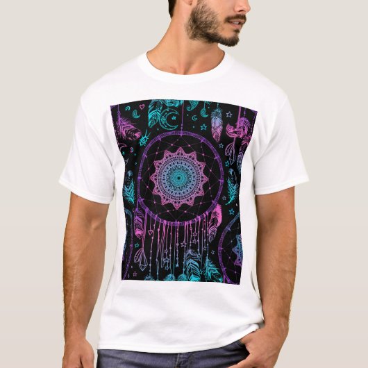 Native American Dreamcatcher Moon Pattern T-Shirt (Vorderseite)