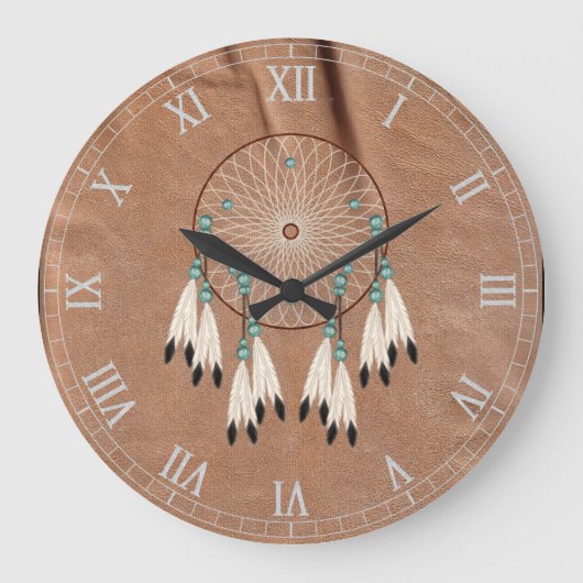 Native American Dreamcatcher Wall Clock Große Wanduhr (Vorderseite)